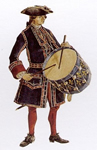 Tambour des Compagnies franches de la Marine en Nouvelle-France, vers 1740