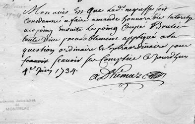 [ Sentence par Jean-Baptiste Adhmar, Adhmar, Jean-Baptiste, Archives nationales du Qubec, Centre de Montral TL4, S1 4136 ]