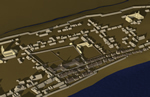 Vue du centre de Montral en 1734, reconstitution tri-dimensionnelle