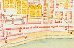 Detail of a plan of Montral in 1734, showing the area affected by the fire of 10 April