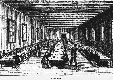 [ Dining Room of the Immigrant Sheds in Quebec, 1873, Unknown, D.B. Weldon Library, University of Western Ontario Archives AP5.C13 ]