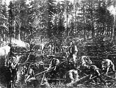 [ Logging Bee in Muskoka, Unknown, D.B. Weldon Library, University of Western Ontario AP5.C13 ]
