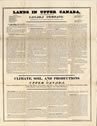 Affiche de la Canada Company annonant les terres disponibles et les conditions dans le Haut-Canada