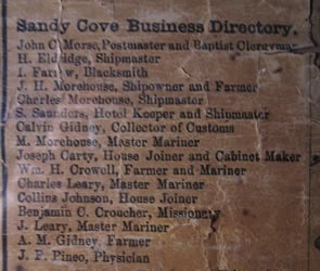 [ Digby County Nova Scotia, From actual surveys drawn & engraved under the direction of H.F. Walling (detail, Sandy Cove Business Directory), H.F. Walling,   ]
